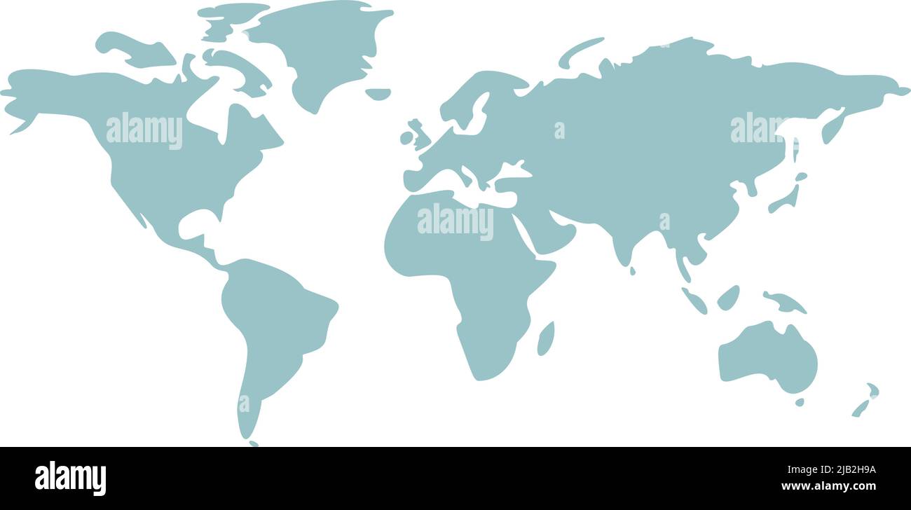 Vector Map Of The World Oceans And Continents On A Flat 36 Free Blank