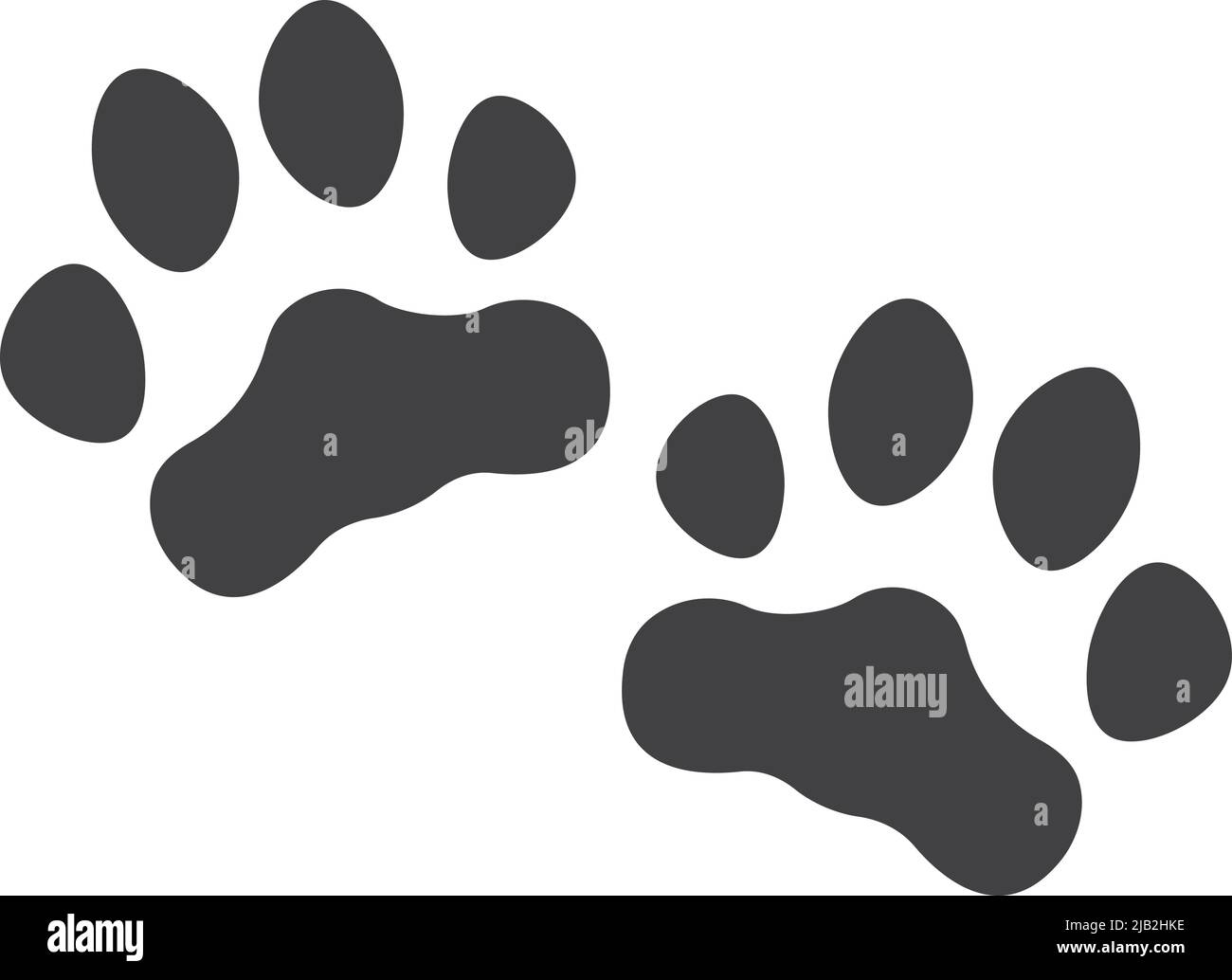 Cat paws print. Black pet foot marks Stock Vector