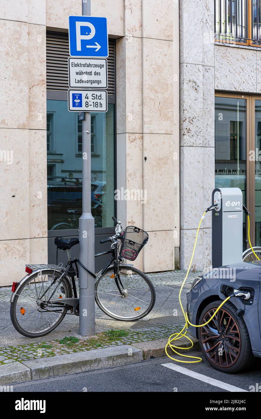 Electric Car Charging Station In The City Berlin Germany Stock Photo electric-car-charging-station-in-the-city-berlin-germany-stock-photo
