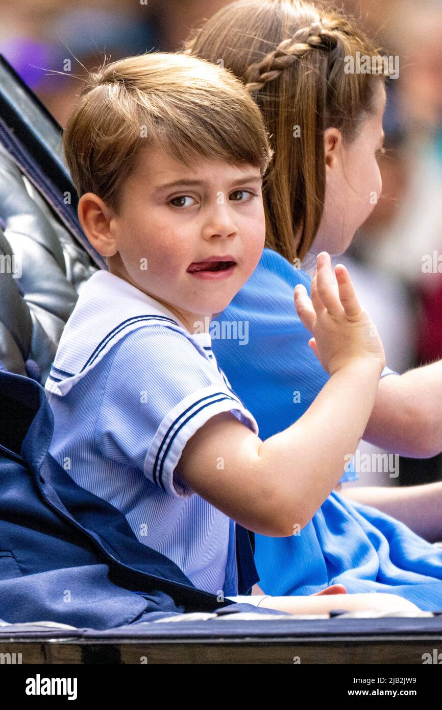Princess Charlotte and Prince Louis during 2022 Trooping the Colour