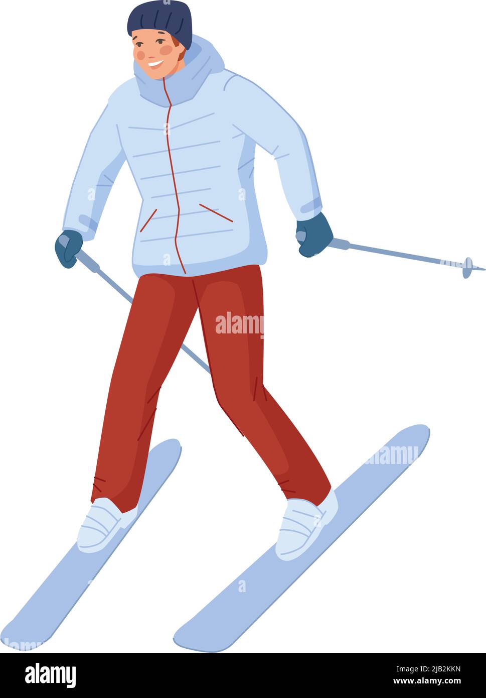 Abstract man skiing on mono-ski isolated on white background. Vector  graphic illustration. para-alpine skiing Stock Vector