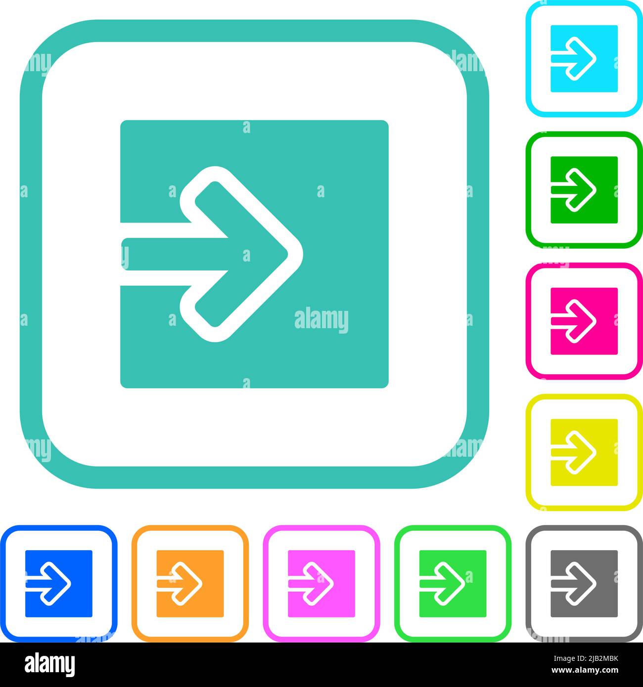 Import object solid vivid colored flat icons in curved borders on white background Stock Vector