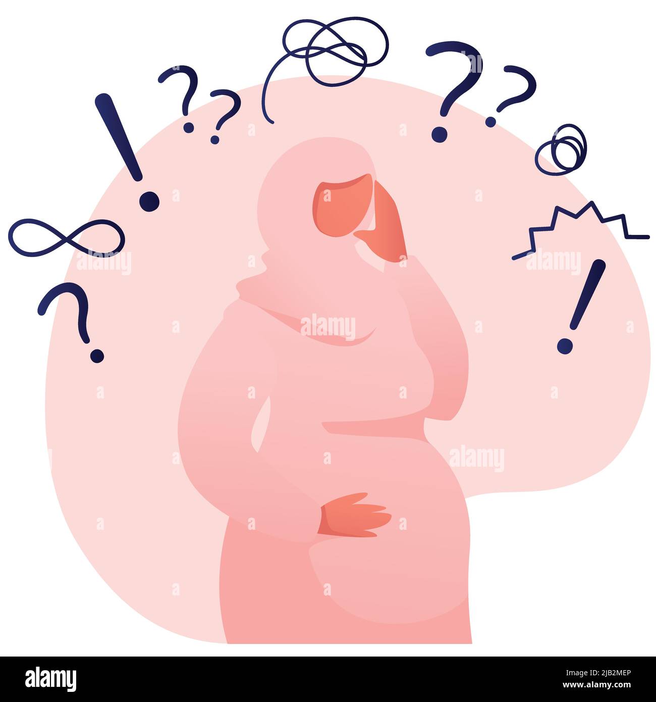 Muslim Pregnant Girl has Questions Doubts Thoughts Stock Vector