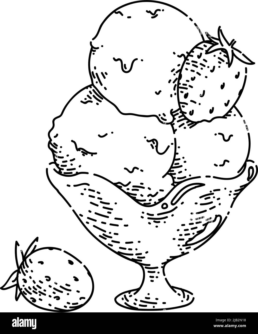 strawberry ice cream sketch hand drawn vector Stock Vector Image & Art