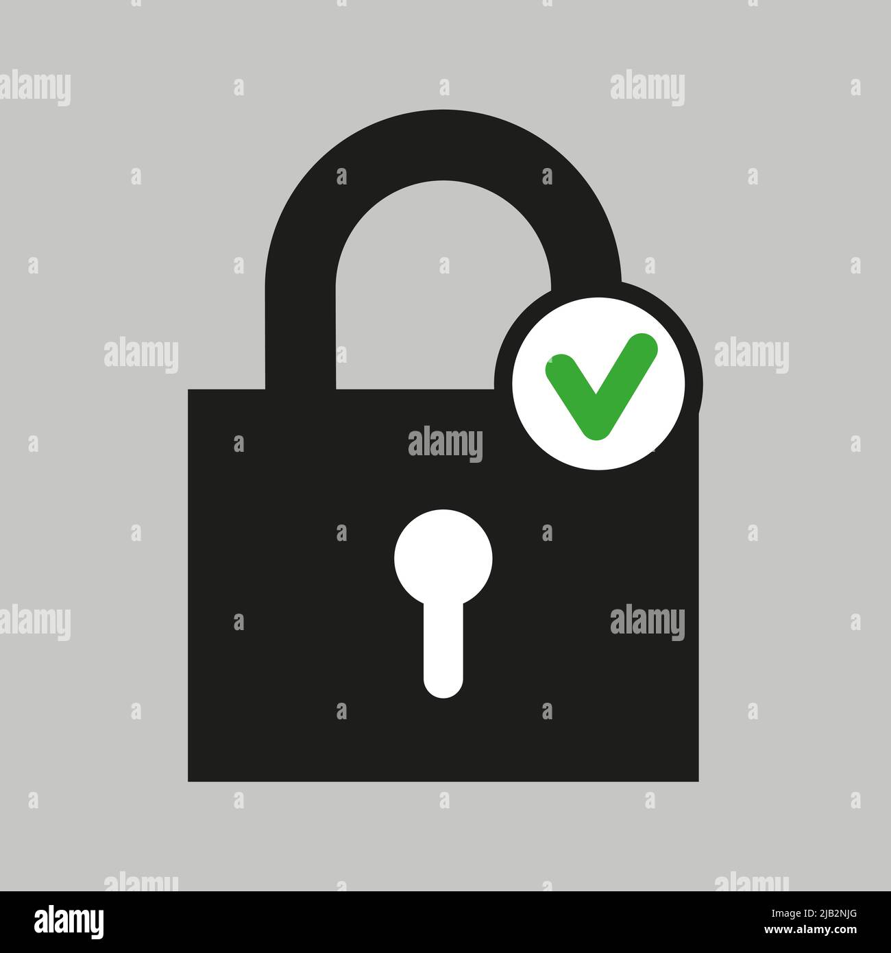 Logo black locked icon, isolated flat vector illustration Stock Vector
