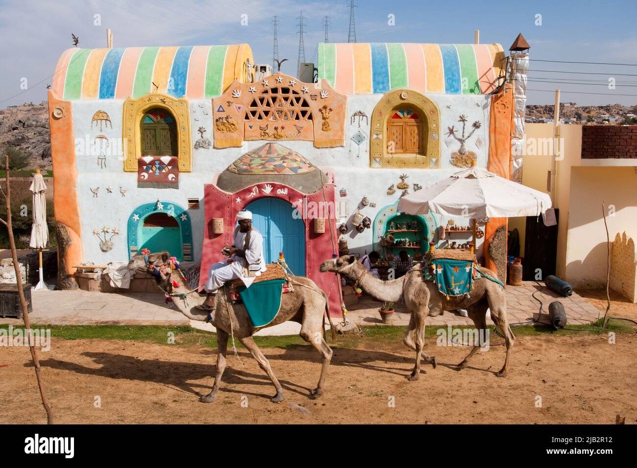 Egypt, Aswan, house with nicely painted wall. Stock Photo