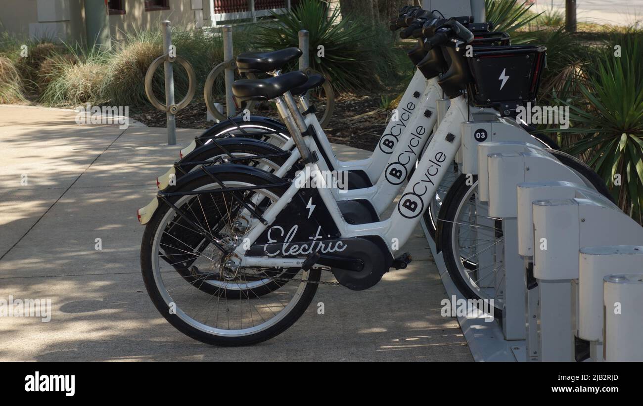 White Electric Bikes of San Antonio City Stock Photo Alamy