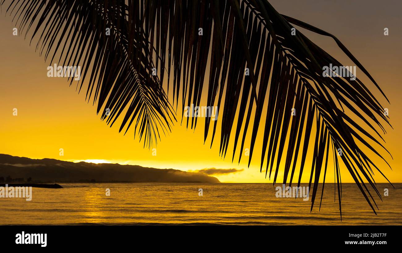 Sunset at Haleiwa, Oahu, Hawaii Stock Photo Alamy