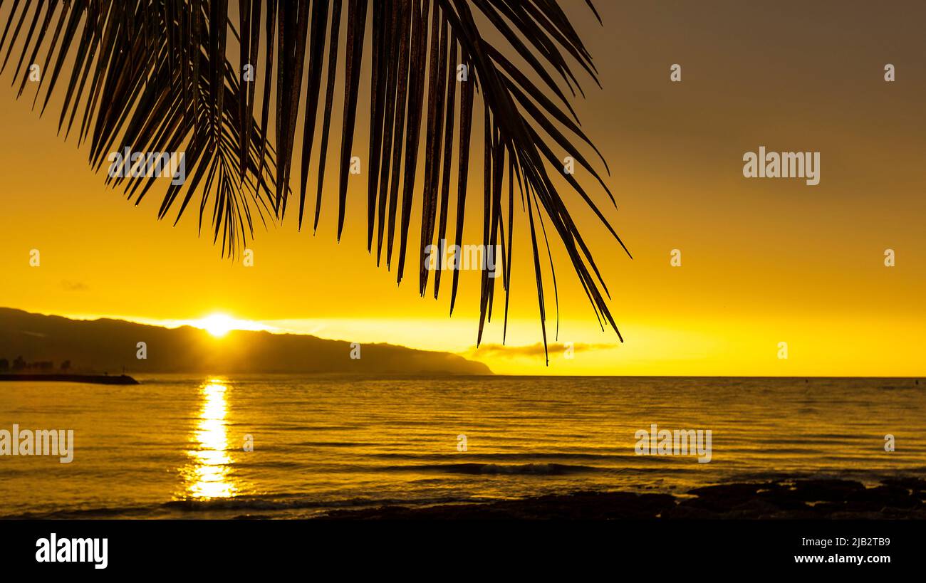 Sunset at Haleiwa, Oahu, Hawaii Stock Photo Alamy