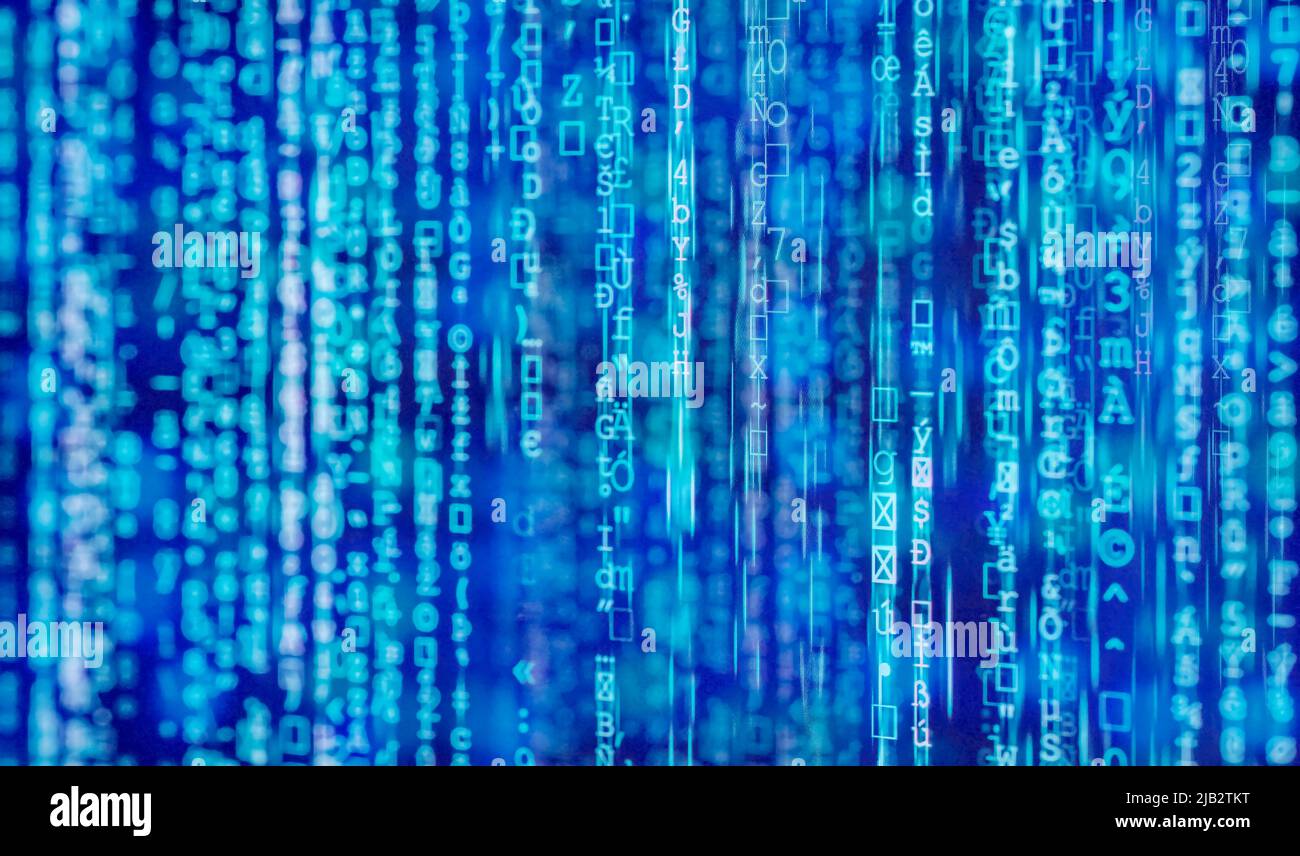 Digital background in blue with matrix Stock Photo