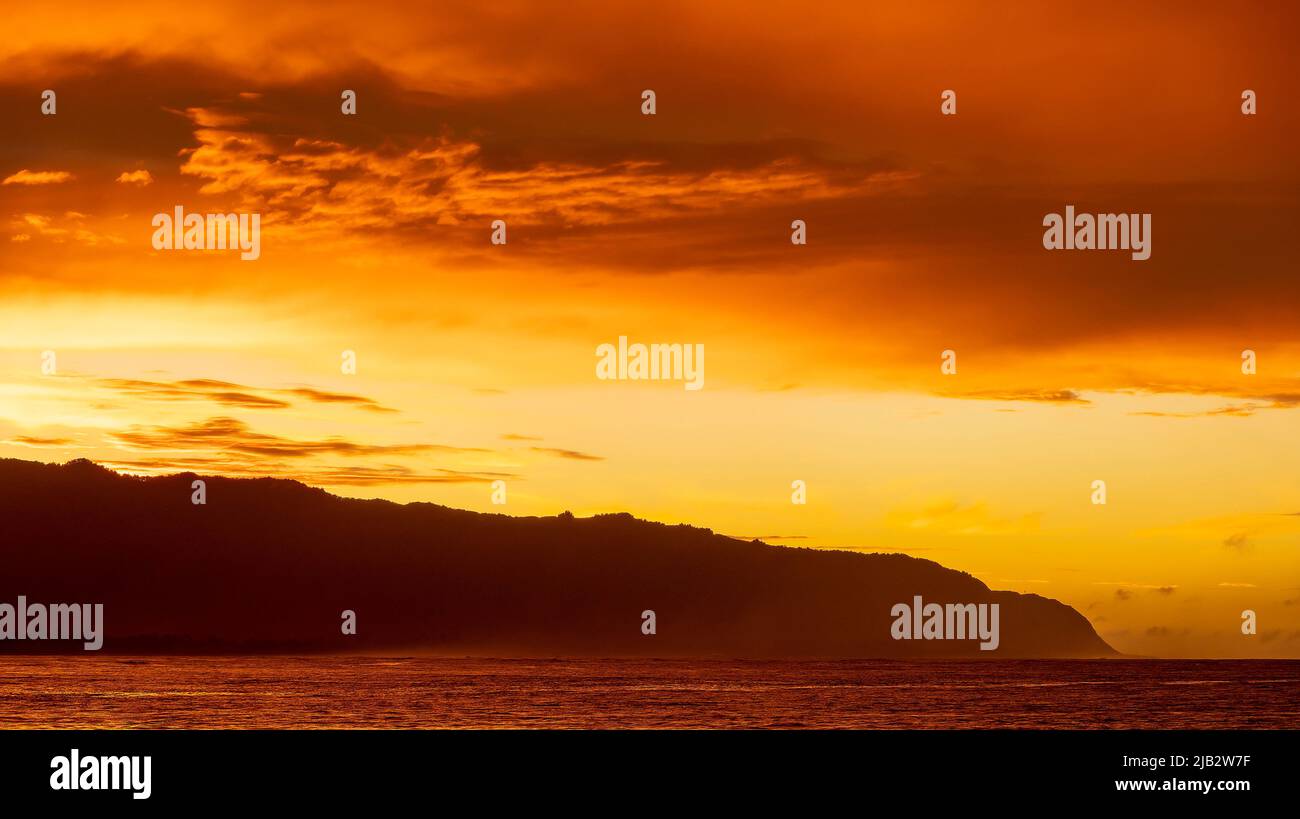 Sunset at Haleiwa, Oahu, Hawaii Stock Photo Alamy