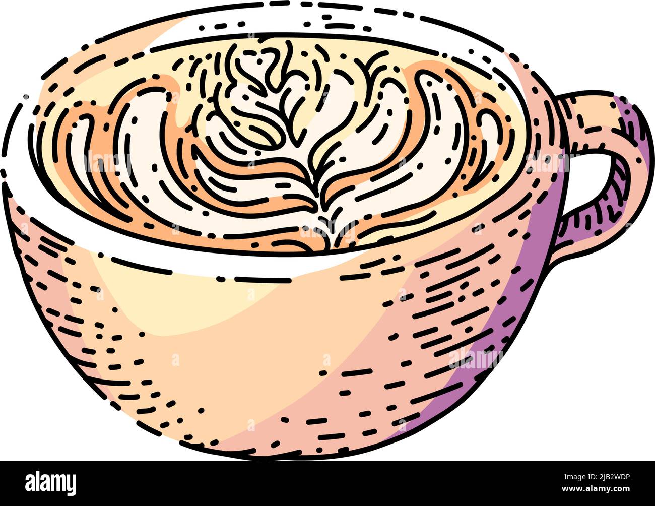 coffee mug with cream pattern sketch hand drawn vector Stock Vector