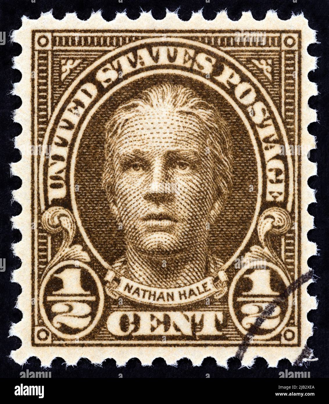 USA - CIRCA 1925: A stamp printed in USA shows Nathan Hale, circa 1925. Stock Photo