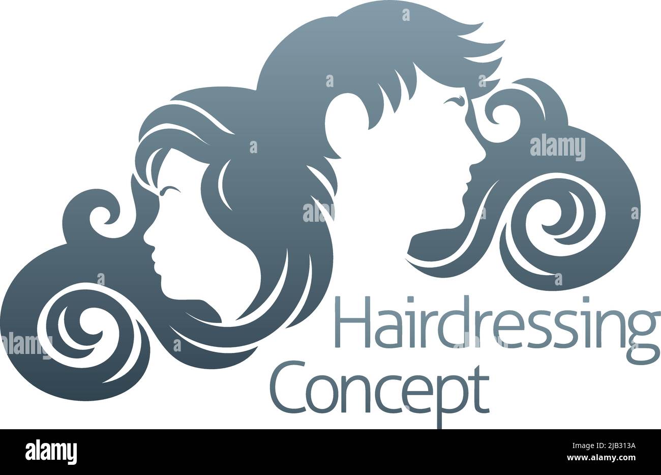 Hairdresser Silhouette Hair Salon Man And Woman Stock Vector