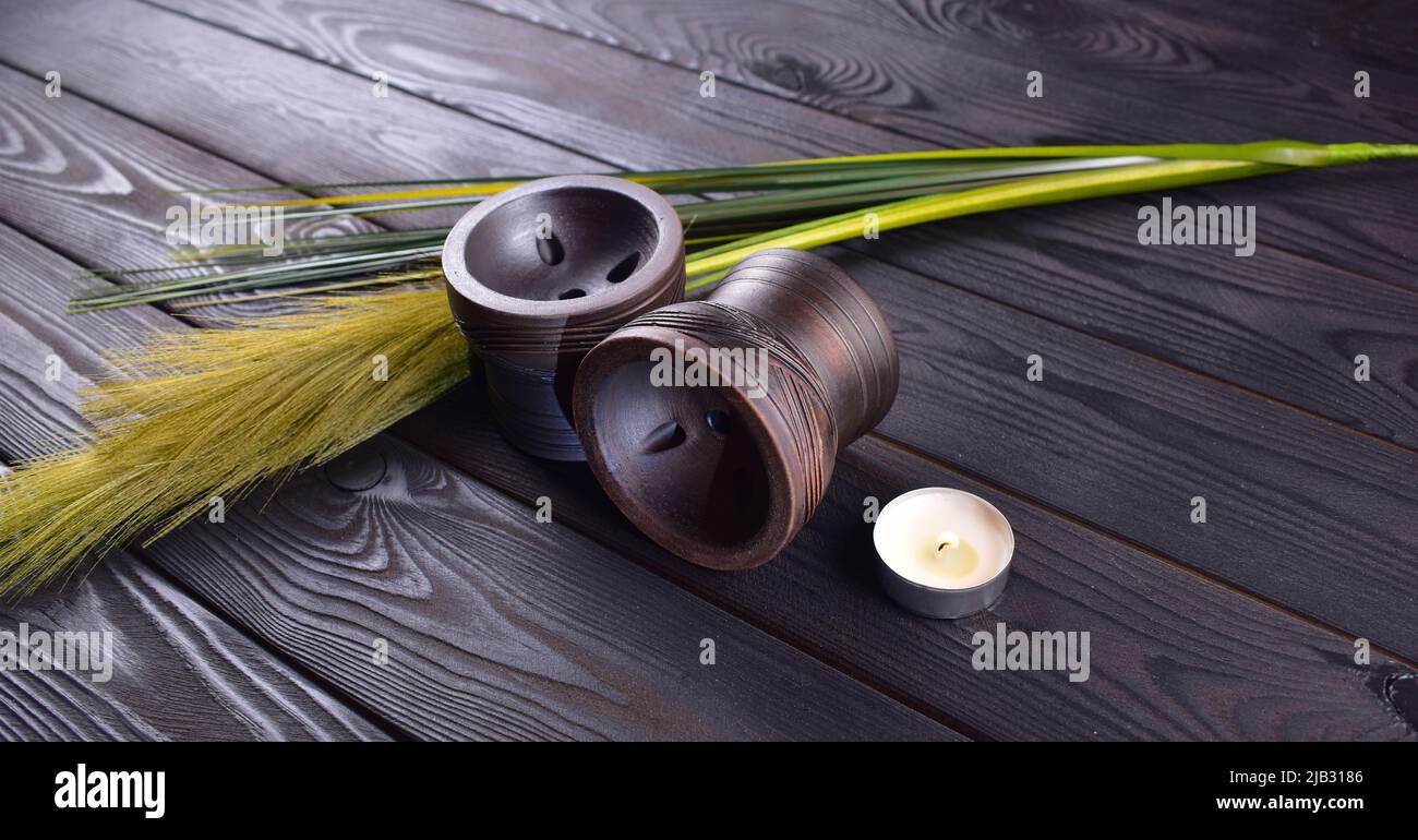 hookah bowl on dark background Stock Photo