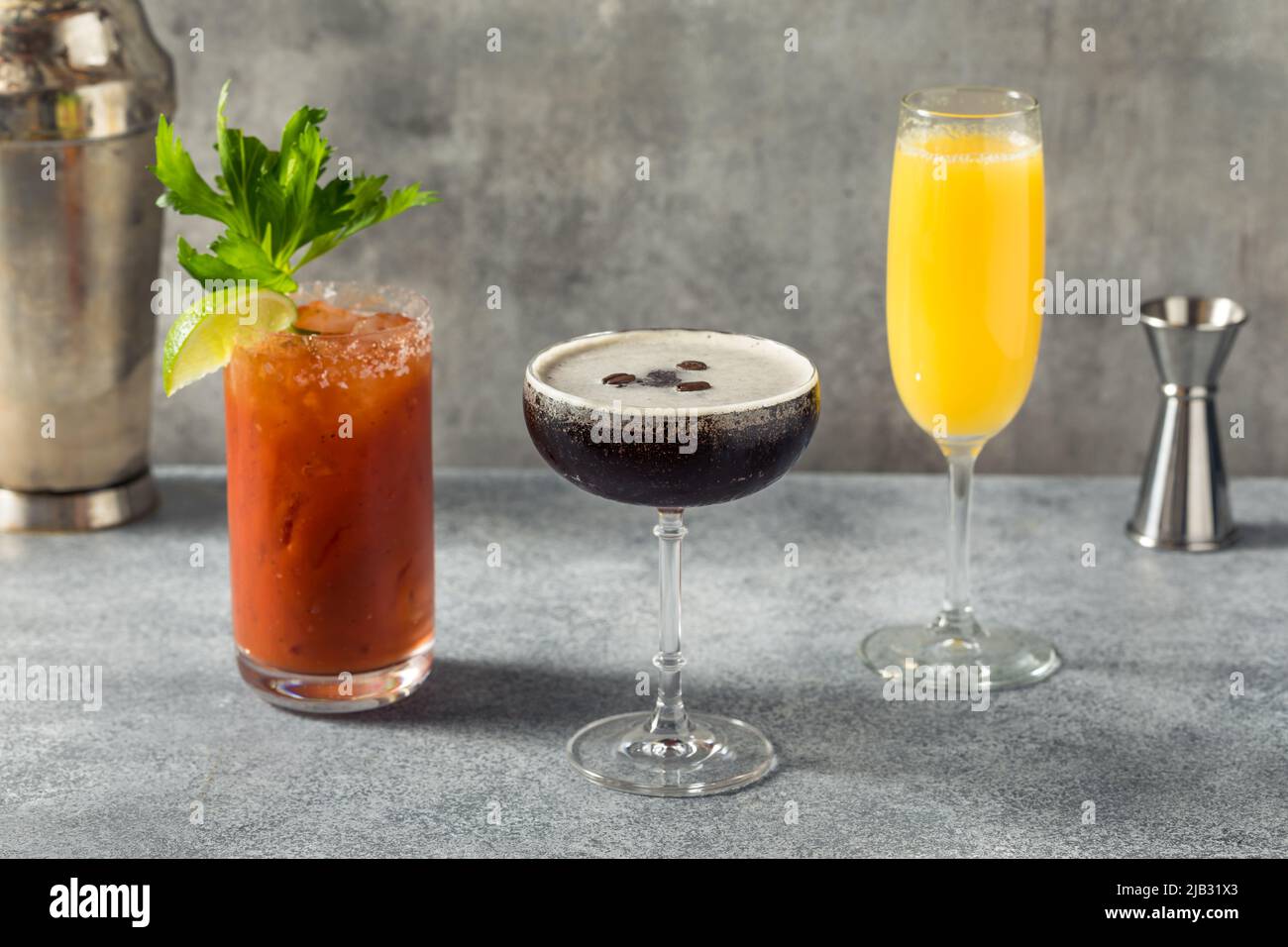 Cold Boozy Brunch Cocktails for Breakfast with Mimosa Espresso Martini