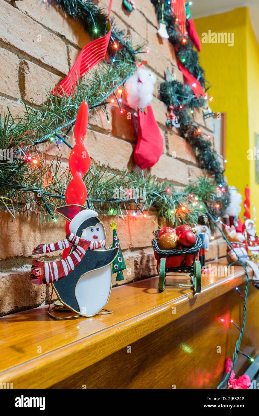 Chimney decoration for christmas eve. Stock Photo