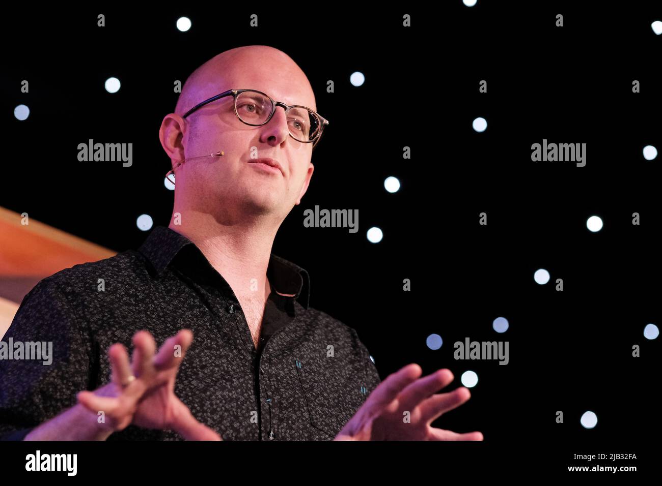 Hay Festival, Hay on Wye, Wales, UK – Thursday 2nd June 2022 – Dr Nathan Waddell talks about cancel culture, extreme politics and apology during the eighth day of this years Hay Festival – Photo Steven May / Alamy Live News Stock Photo