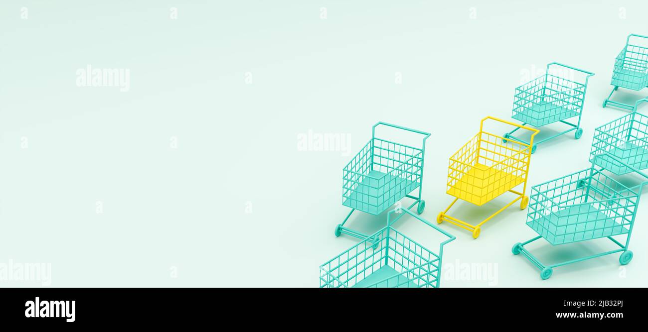 Customer targeting or attraction concept. Shopping carts. Market