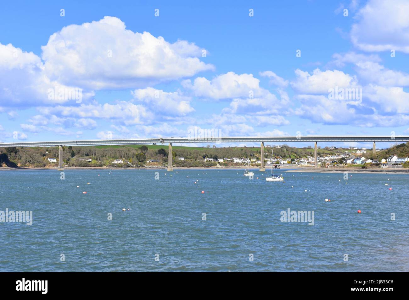 Cleddau bridge over the Cleddau river, Pembroke dock, Pembrokeshire, Wales Stock Photo