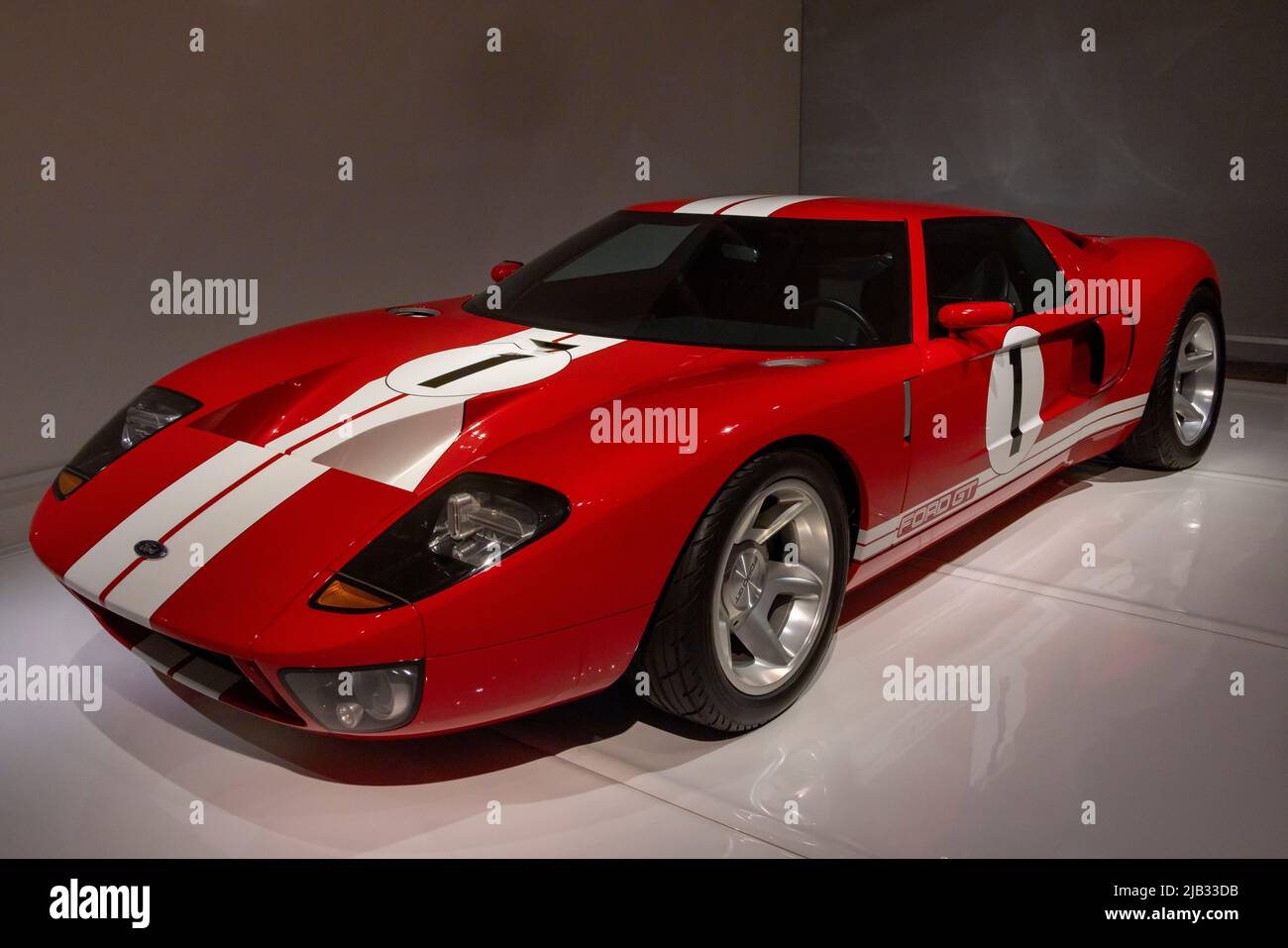 Ford GT concept, 2002, exhibition, Detroit Style: Car Design in the Motor City, 1950–2020, Detroit Institute of Art. Michigan, USA Stock Photo