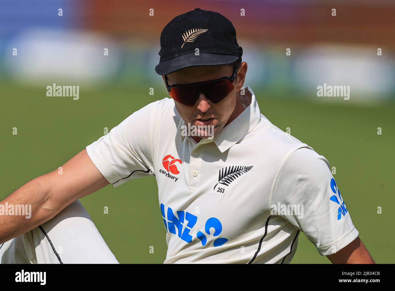 Trent Boult of New Zealand stretches