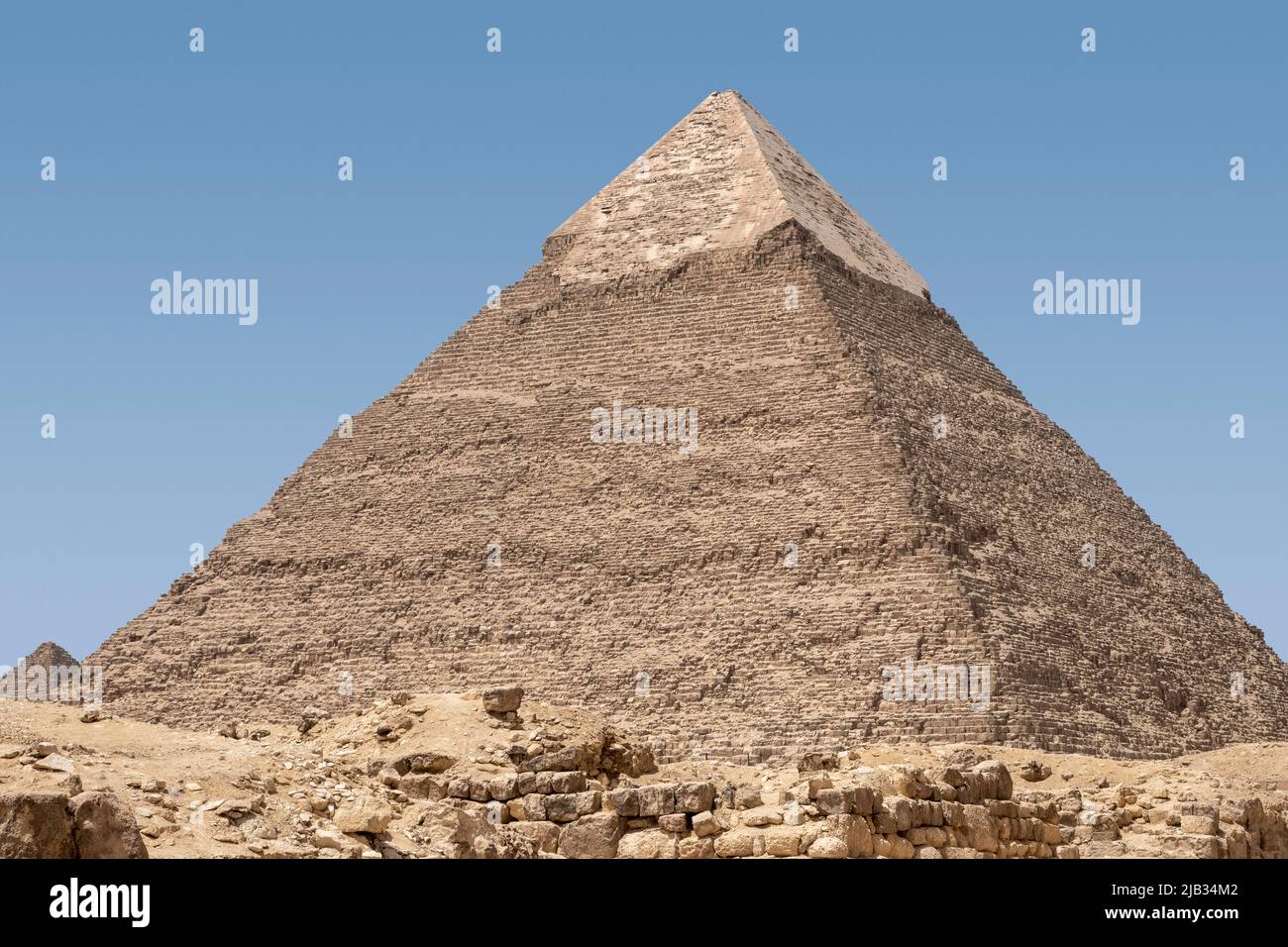 Pyramid of Khafre on the Giza plateau, the Great Pyramids of Giza, Cairo, Egypt Stock Photo