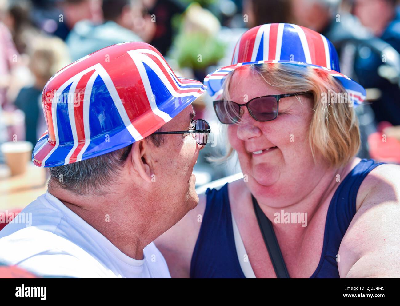 Hove , Brighton UK 2nd June 2022 - Residents of Payne Avenue in Hove celebrate the Queen's Platinum Jubilee with a street party as celebrations take place throughout the country over the next few days : Credit Simon Dack / Alamy Live News Stock Photo