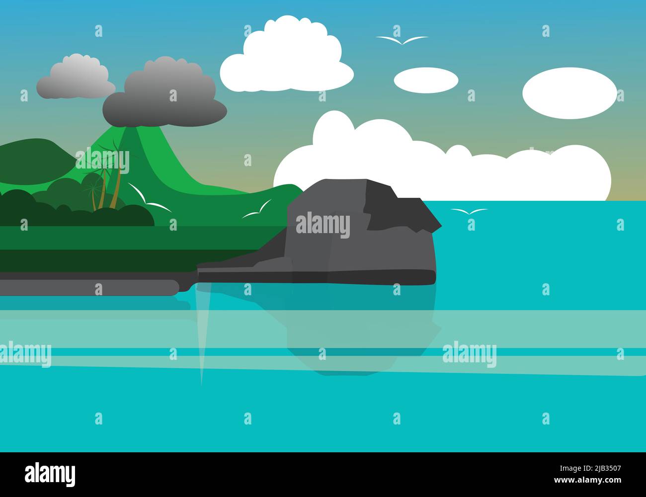 Landscape Illustration art with adobe illustration Stock Vector