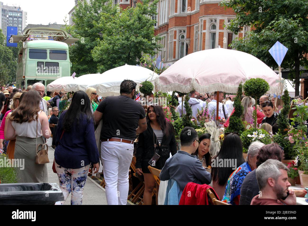 London, UK. 2nd June 2022. Street party on North Audley Street in