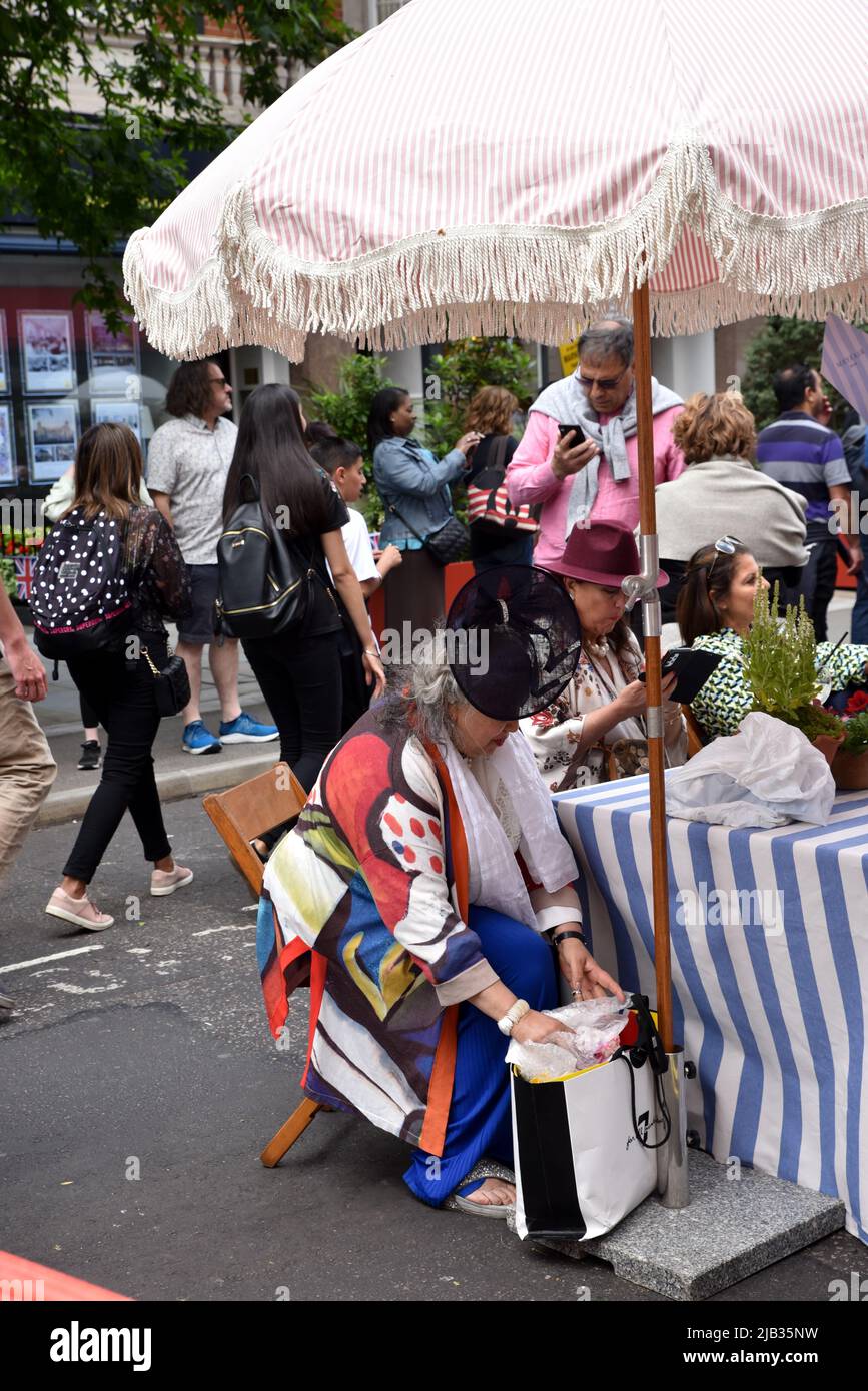 London, UK. 2nd June 2022. Street party on North Audley Street in