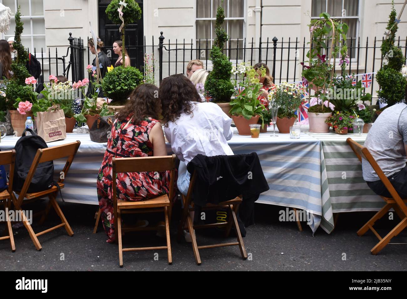 London, UK. 2nd June 2022. Street party on North Audley Street in