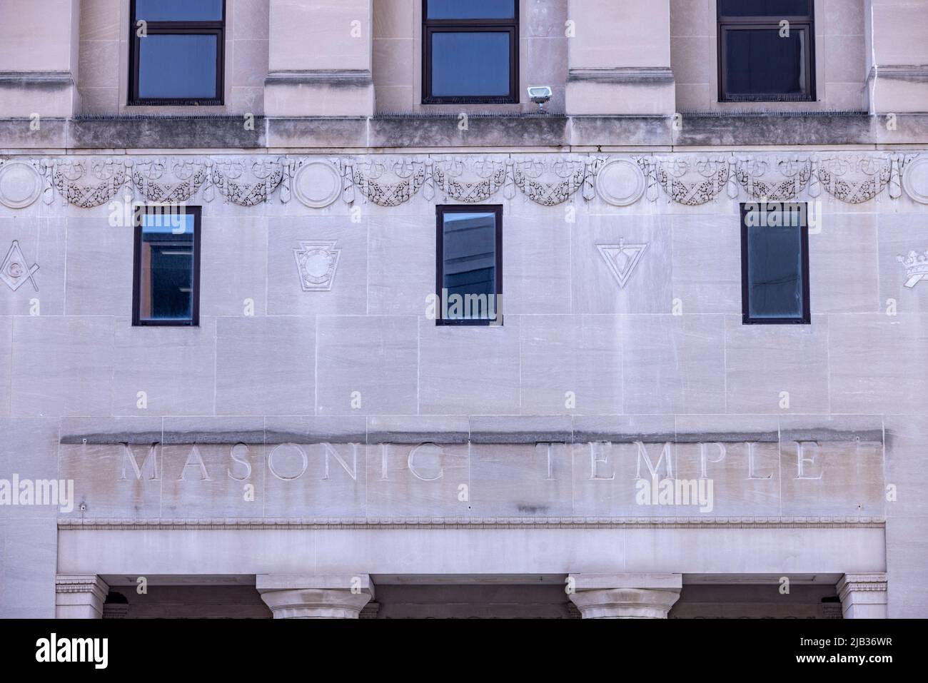Masonic Temple Building, Lansing, Michigan, USA Stock Photo