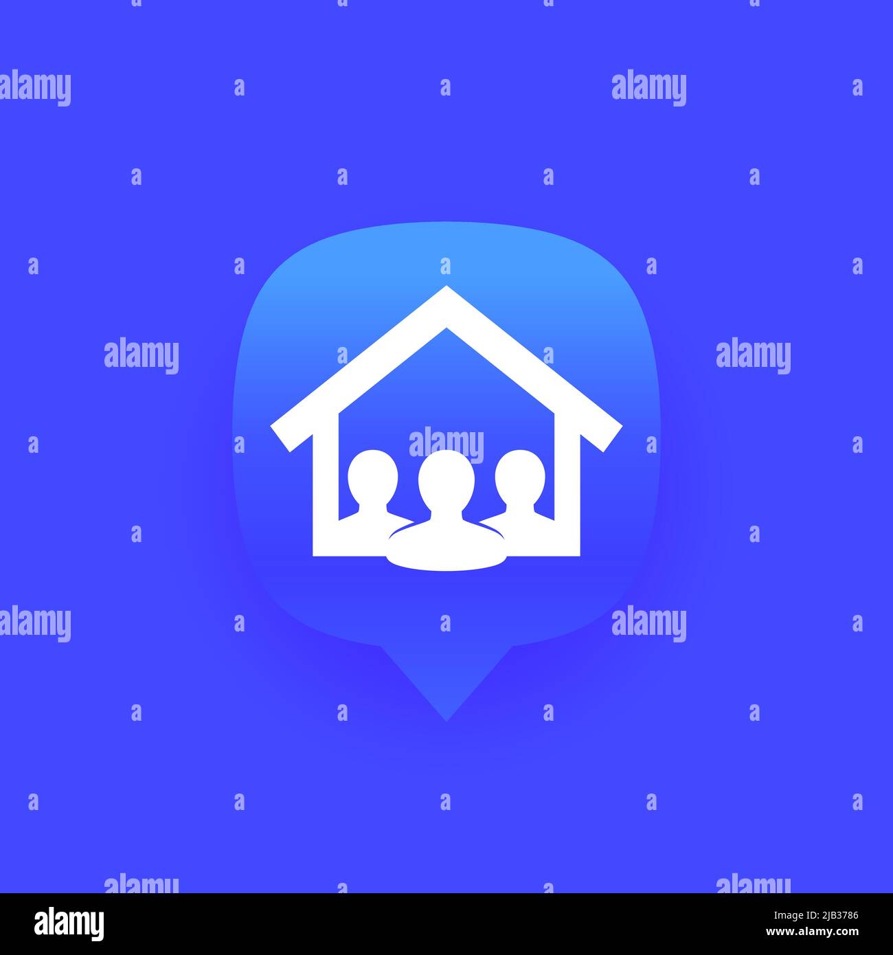 tenants icon, house and 3 residents vector Stock Vector