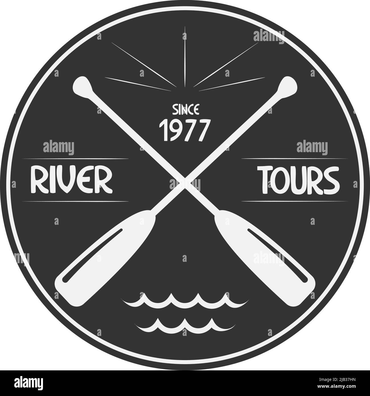 round retro logo template with crossed oars or paddles, vector illustration Stock Vector