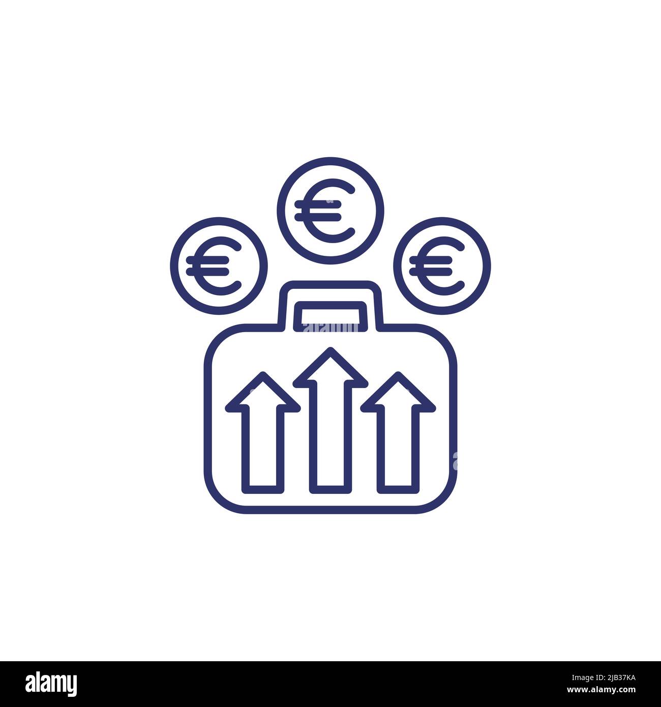 portfolio growth, profit increase icon with euro Stock Vector Image ...