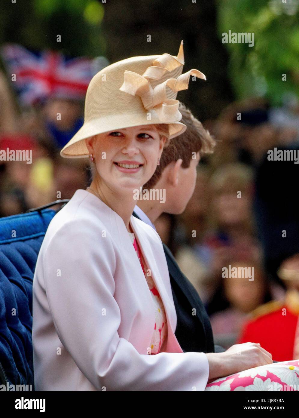 Lady Louise Windsor and James, Viscount Severn at The Mall in London, on June 02, 2022, to attend Trooping the colour, part of the Queens Platinum Jubilee celebrations Albert Nieboer/Netherlands OUT/Point de Vue OUT Stock Photo