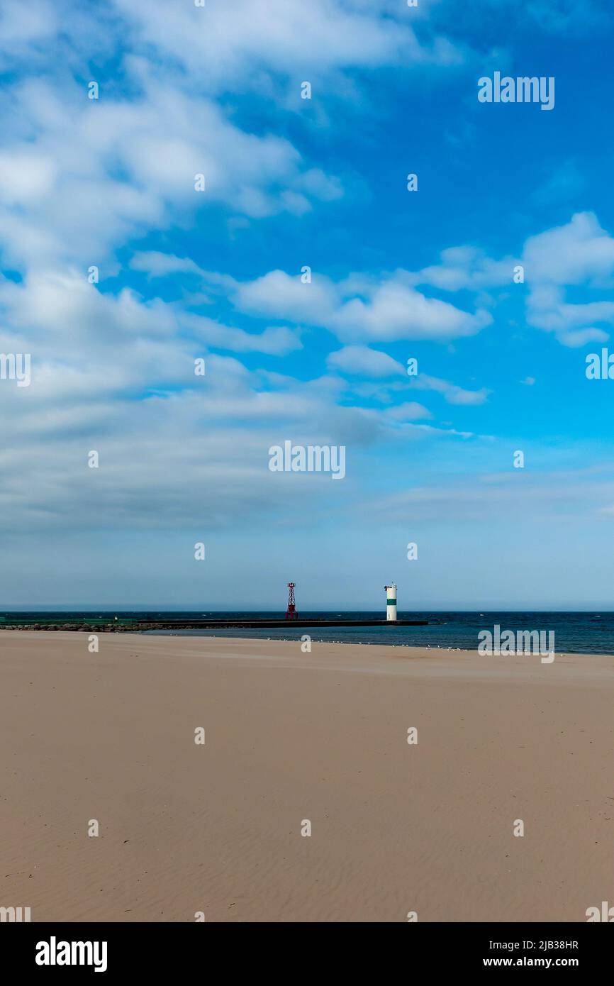 Pier head on Lake Michigan to guide ships down channel into Pentwater