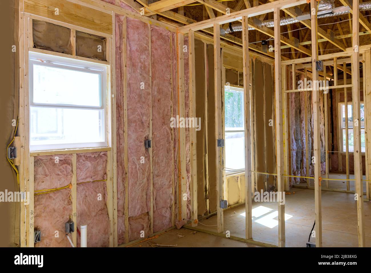 House thermal insulation with mineral wool Stock Photo Alamy