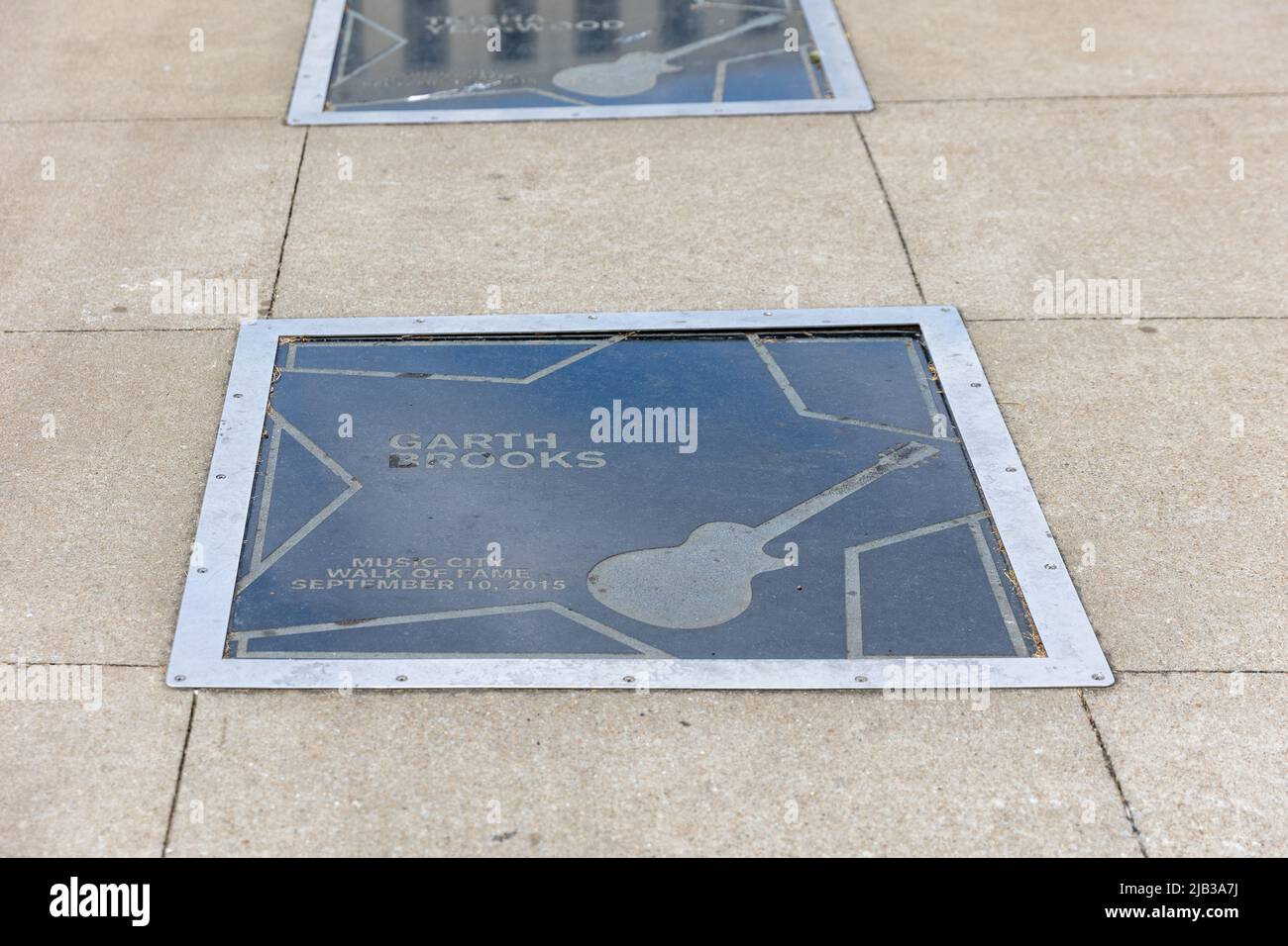 Nashville, TN - March 5, 2022: The Garth Brooks star on the Music City Walk of Fame in Nashville, TN. Stock Photo