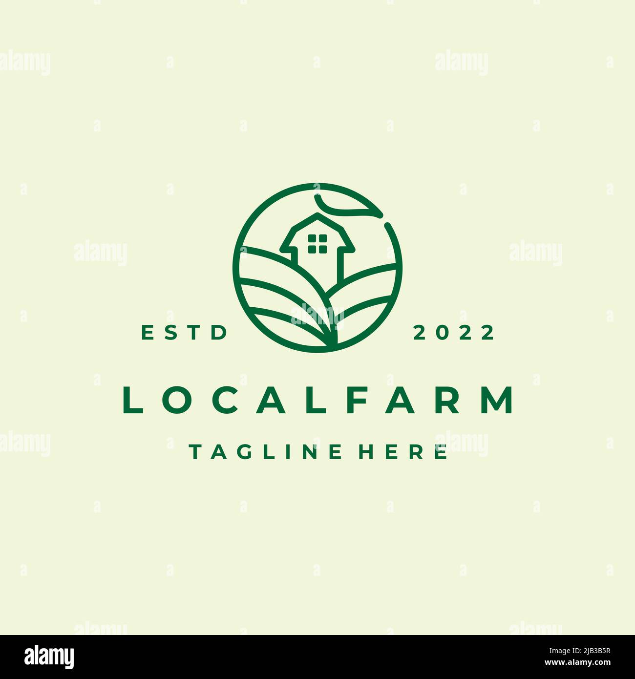 Line art Green Nature Farm Agriculture Logo Design Vector Illustration ...