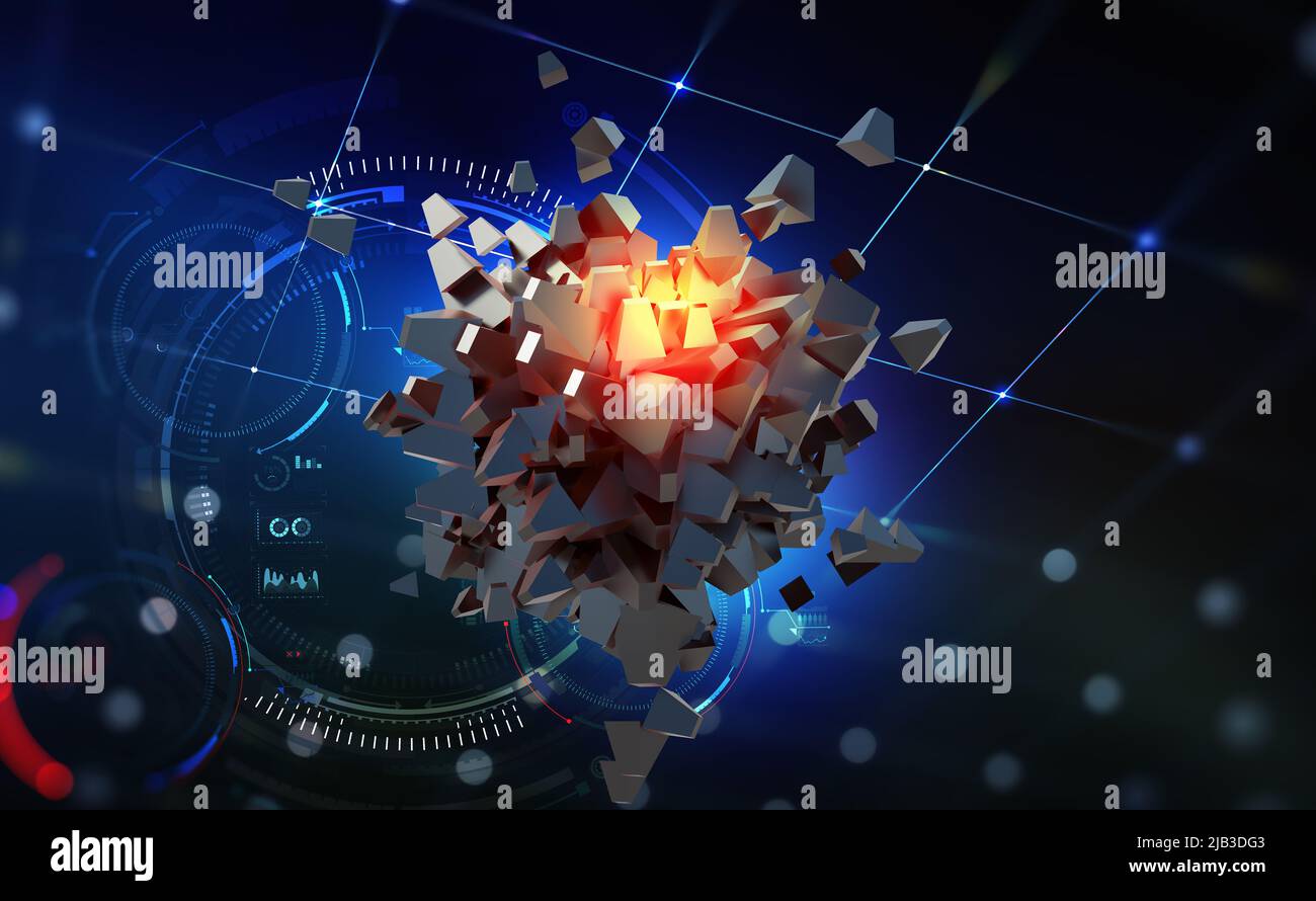 Digital world. Blocks of information collected in a nanostructure ...