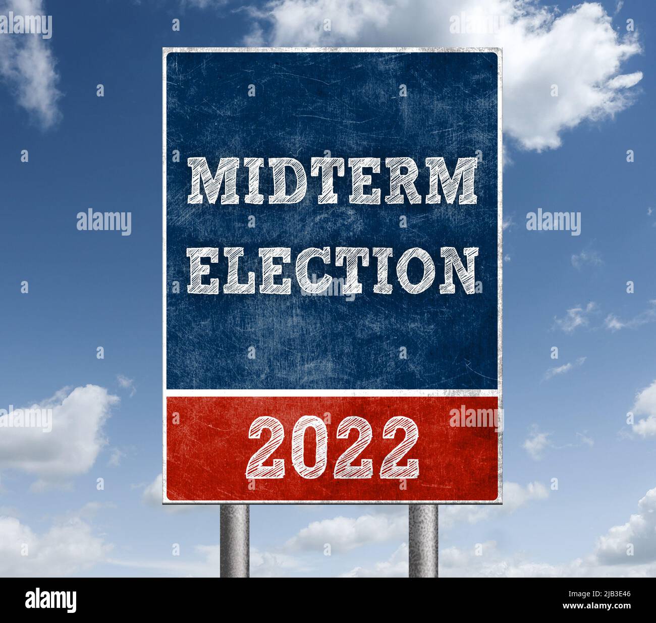 Road sign - Midterm Election in 2022 Stock Photo