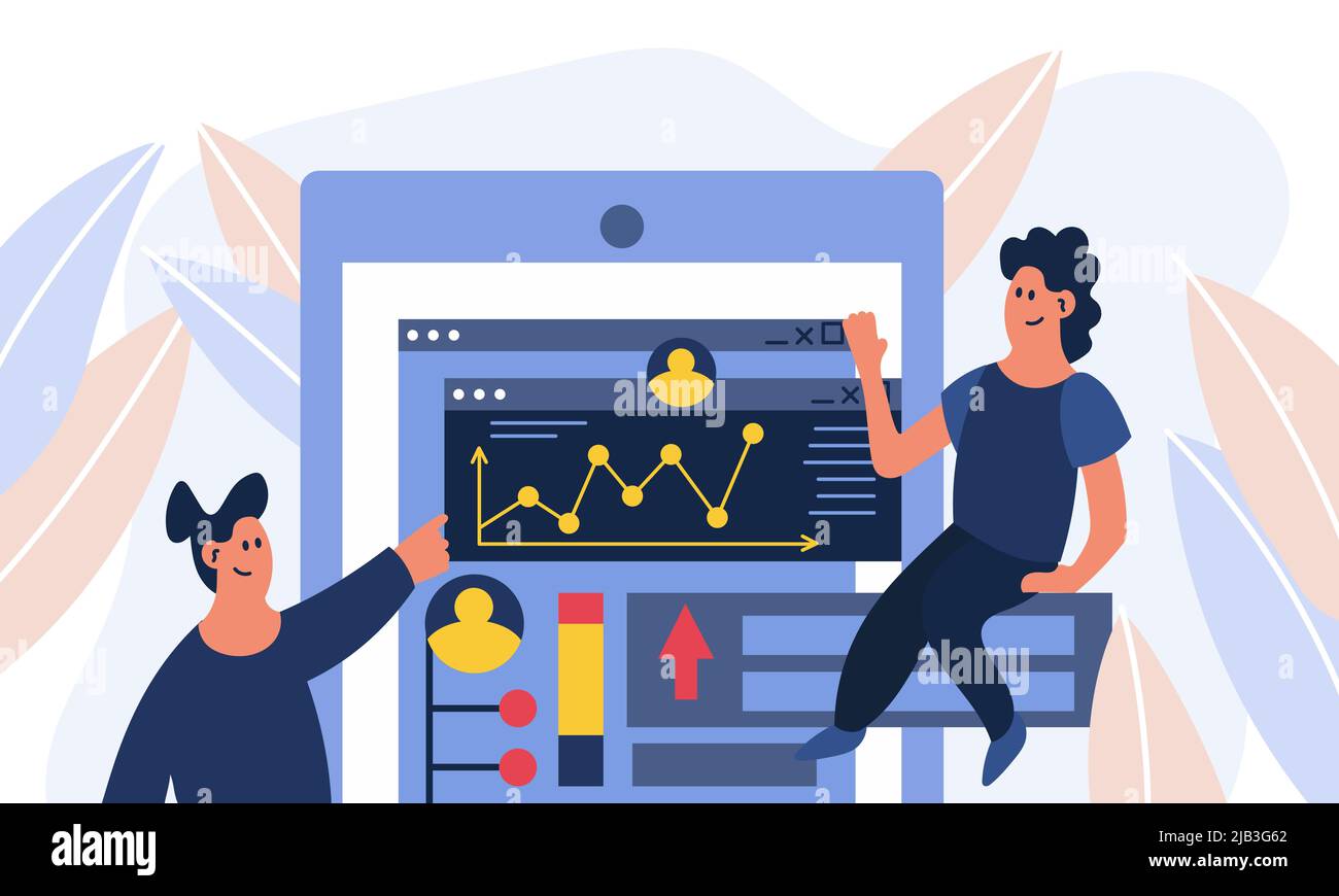 Online dossier and performance employee test. Business archive folder and search web database vector illustration. Paperwork security finance and form Stock Vector