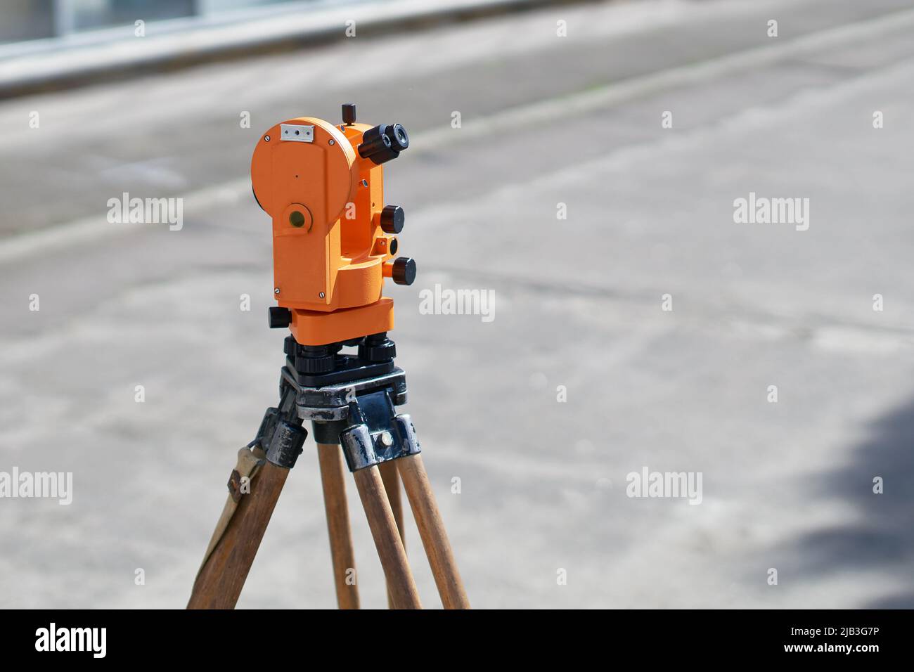 Theodolite a precision optical instrument for measuring angles between designated visible points on a construction site Stock Photo