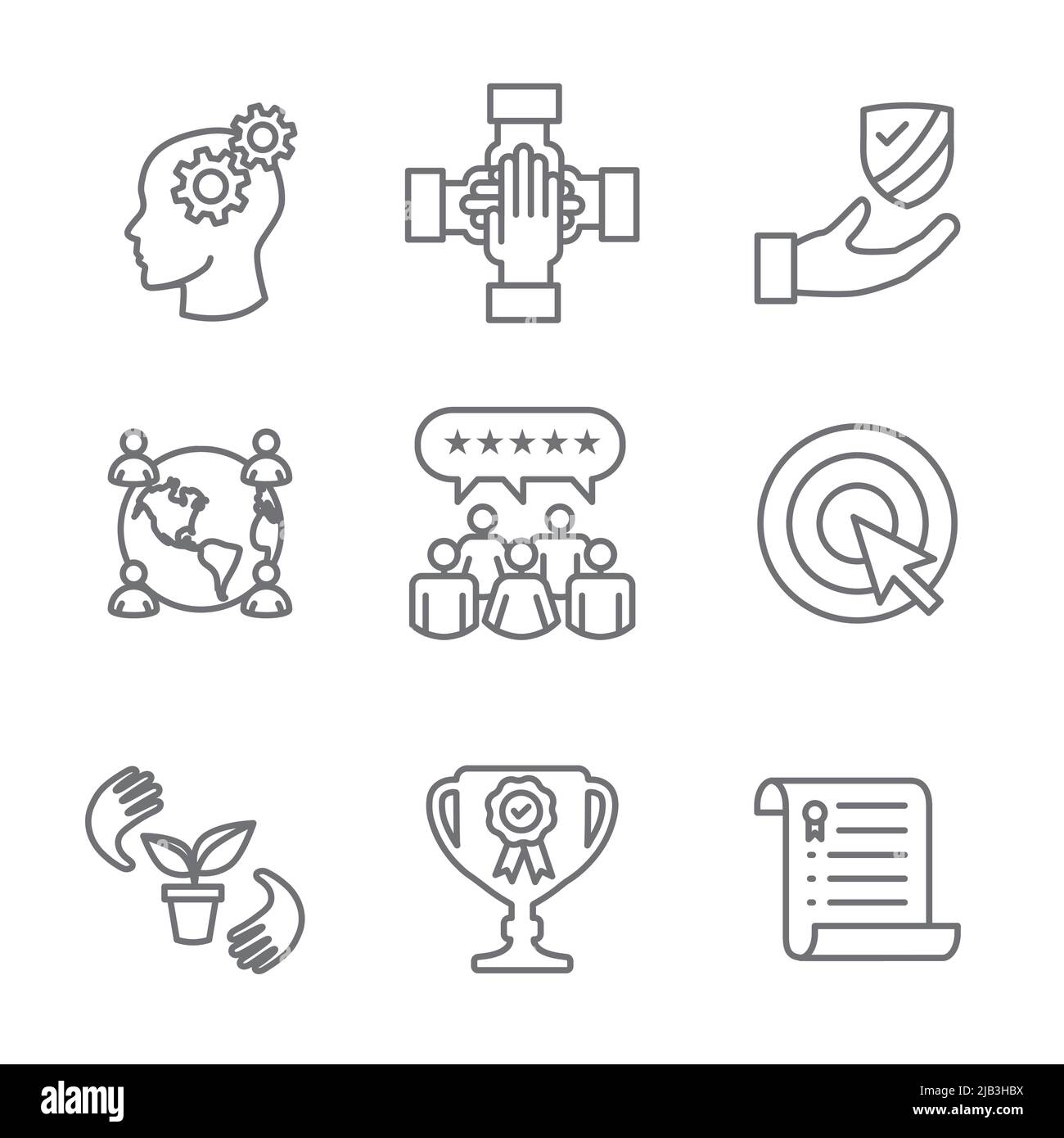 Core Values or Mission with Vision Icon Set Stock Vector