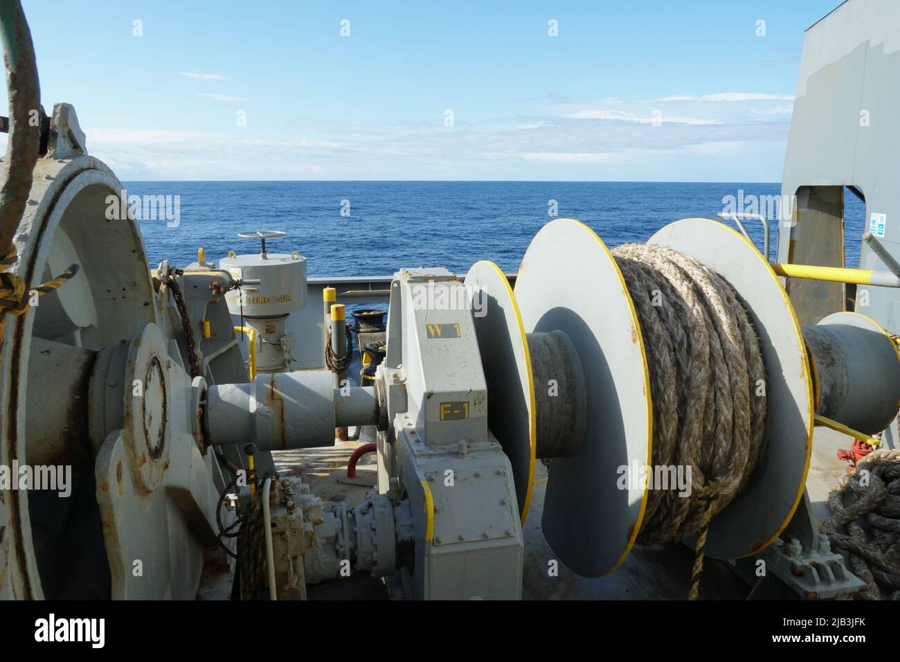 Forward starboard side mooring winch and anchor windlass with heaved up