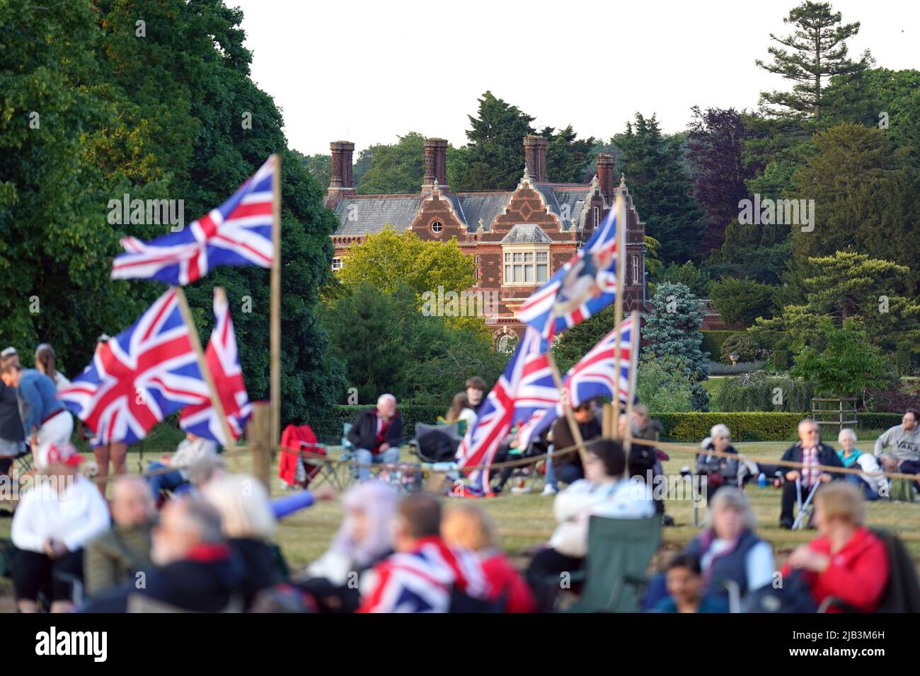 A general view before a Platinum Jubilee beacon is lit on the Queen's
