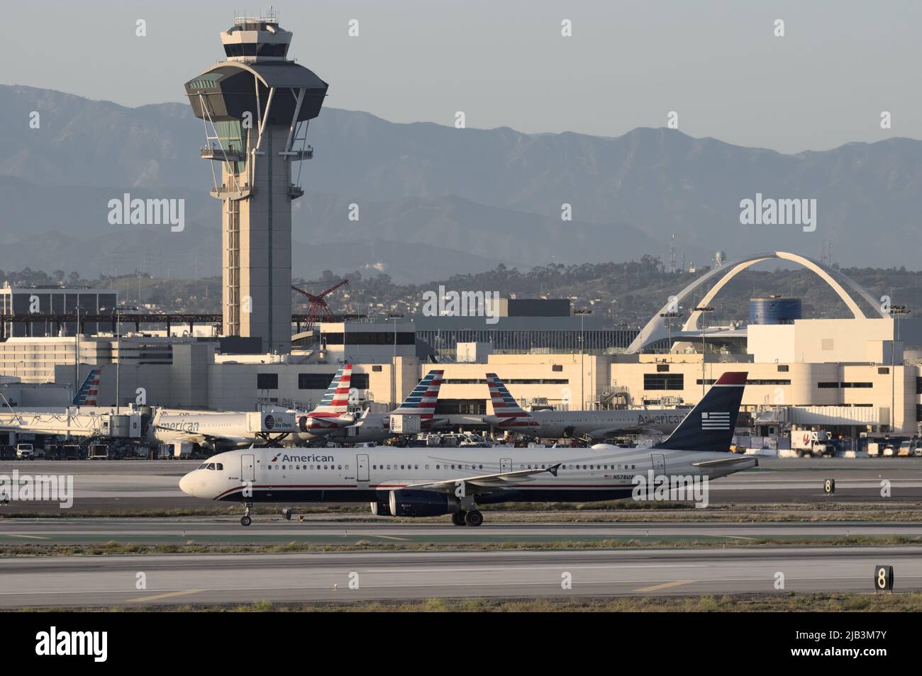 American Airlines Airbus A321-231 with registration N578UW shown taxiing at Los Angeles International Airport, California, USA on April 23, 2022: Stock Photo
