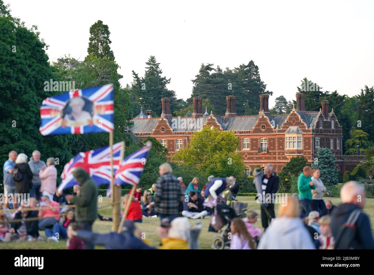 A general view before a Platinum Jubilee beacon is lit on the Queen's